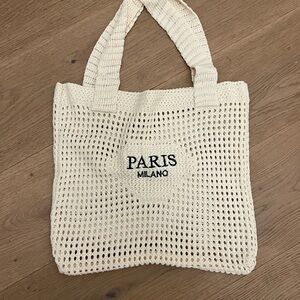 Cream Crochet Tote Bag